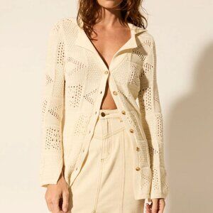 Kivari | 100% Cotton Patchwork Cardigan "Clementine" Cream Lagenlook | Size 6